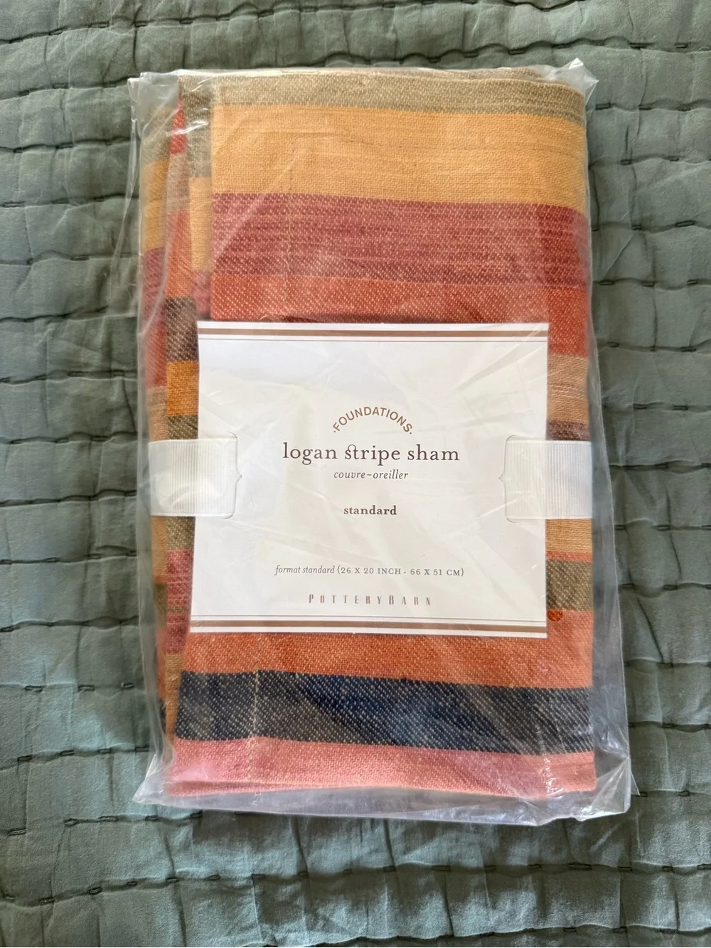 Pottery Barn Logan Stripe Sham in Rust, Mustard, Navy